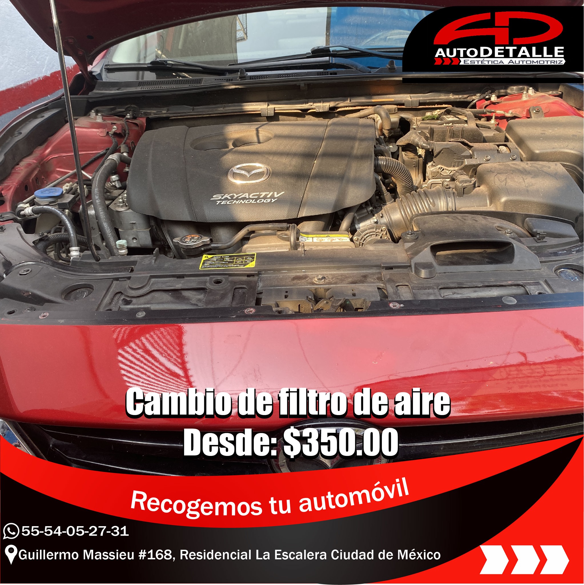 Motor Mazda con filtro de aire